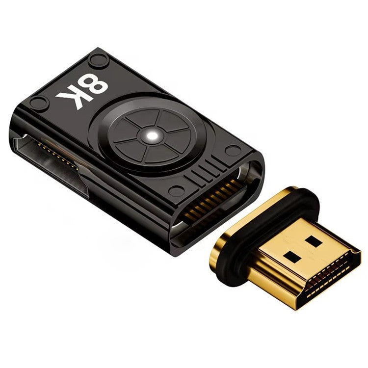 8K 60Hz HDMI to HDMI Side Bend Connector Zinc Alloy Magnetic Adapter (Right Bend) - Tarnish