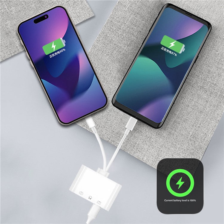 NK-109pro USB-C / 8-Pin Dual Cable to 3.5mm Audio + USB + USB-C Camera Adapter OTG Converter