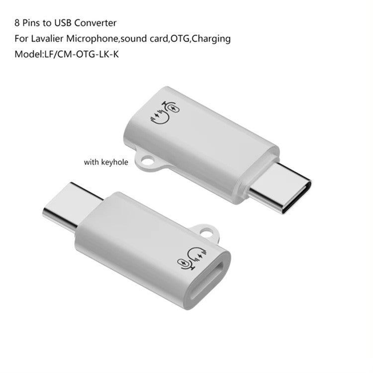 For iPhone Female Audio Adapter to USB-C Male OTG Converter (With Lanyard Loop)