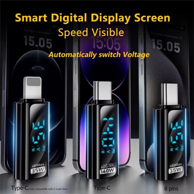 Lightning Male to USB-C Female Adapter 35W Fast Charging Converter 480Mbps Data Transfer