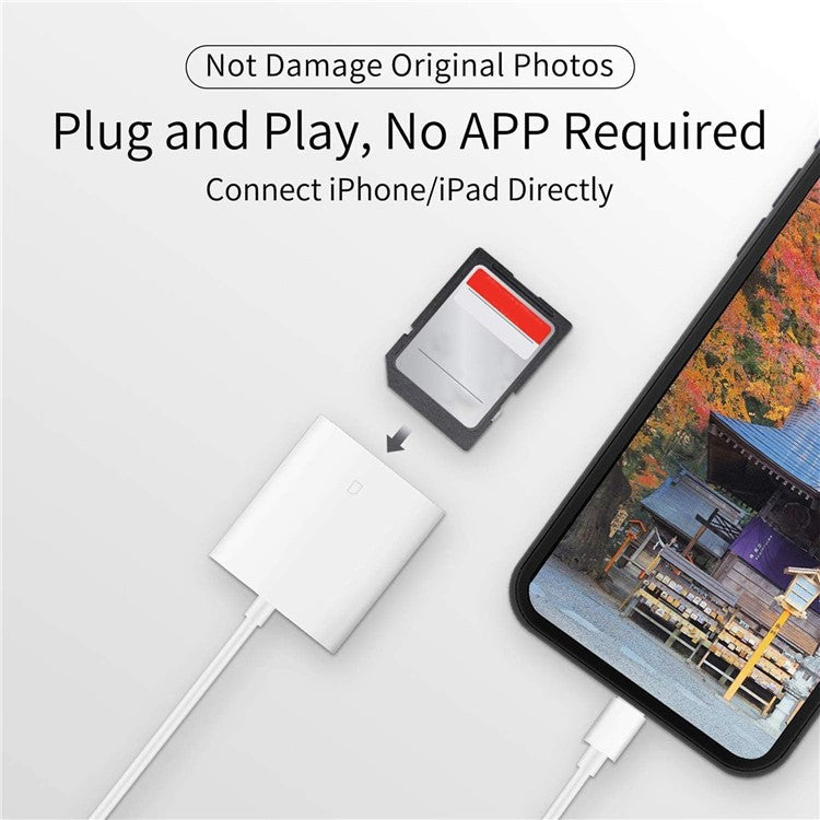 Memory Card Reader Lightning to Storage Card Reader Data Transmission Adapter