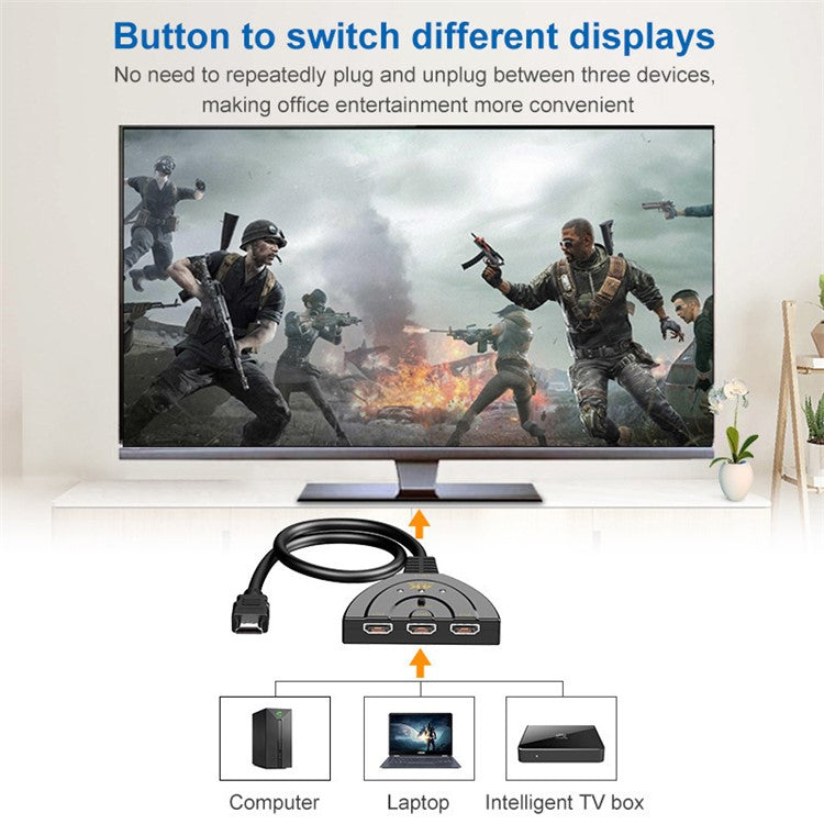 H3014K 3 Input 1 Output HDMI Switcher 4K HDMI Converter with Button