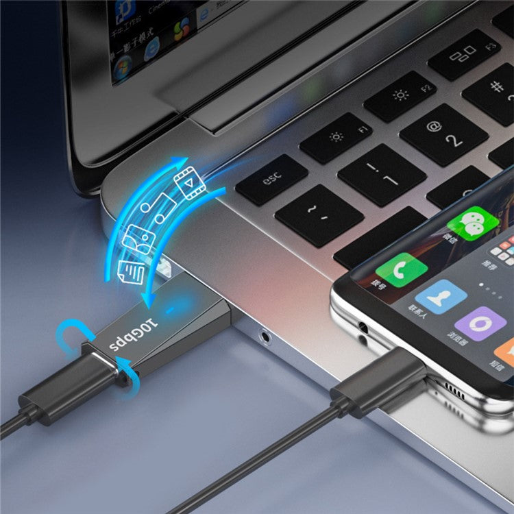 ADS-613 USB Male Adapter to Type-C Female 10Gbps Fast Data Transfer Converter - Champagne Gold