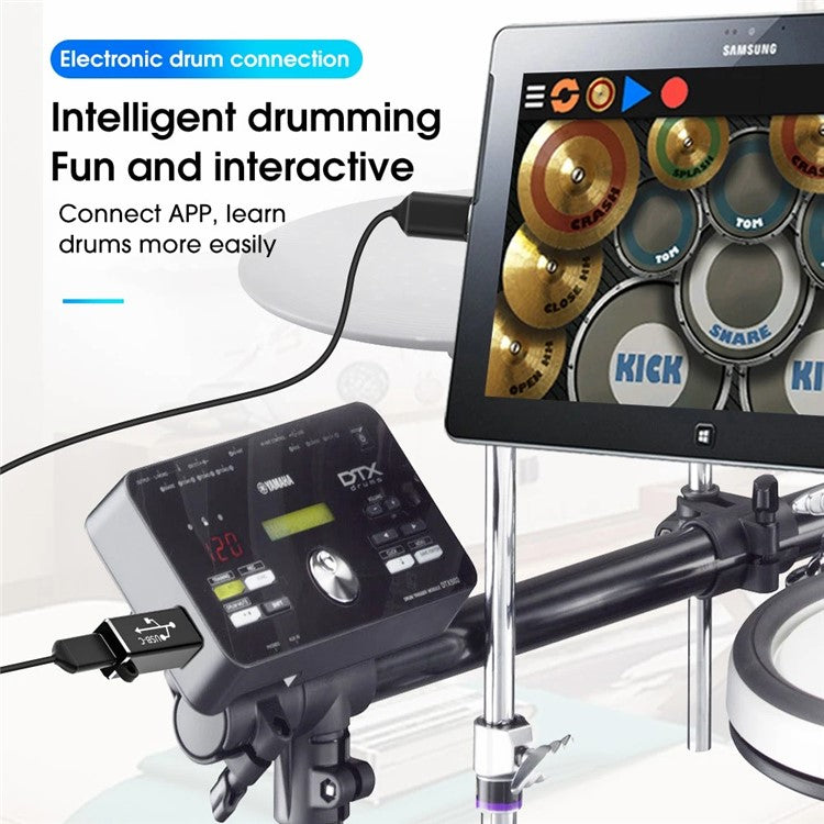 ADS-618 USB-C Female to Printer Male Adapter for Electric Piano, Printer, Scanner - Silver