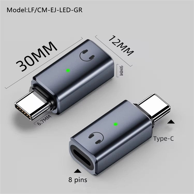 USB-C Male to 8-Pin Female Adapter Converter Audio Headphone Extension Connector - Tarnish