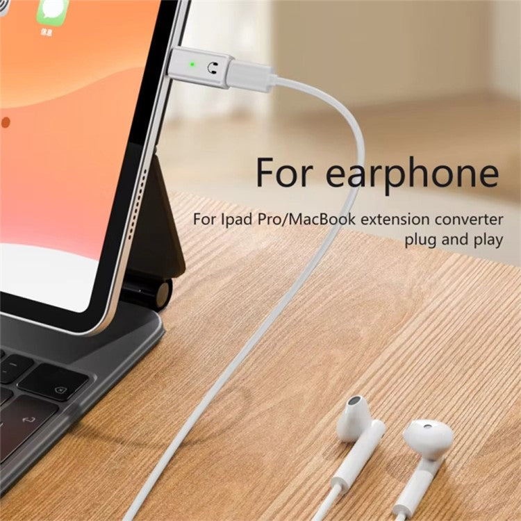 USB-C Male to 8-Pin Female Adapter Converter Audio Headphone Extension Connector - White