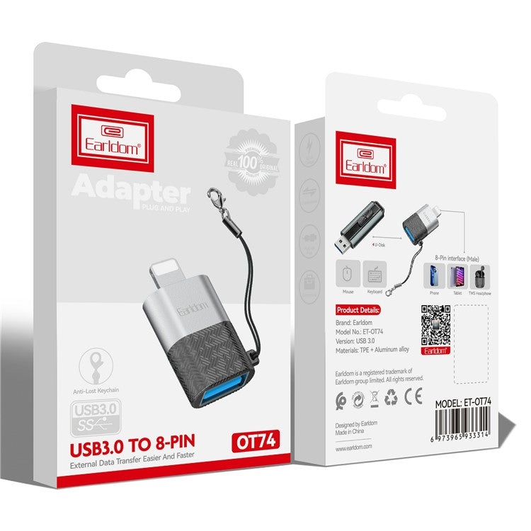 EARLDOM OT74 USB Female to 8-Pin Male Adapter U-Disk Read OTG Converter