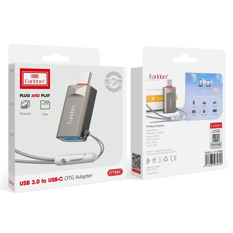 EARLDOM OT88C USB3.0 Female to Type-C Male Adapter Phone Tablet U-Disk Mouse Keyboard OTG Connector