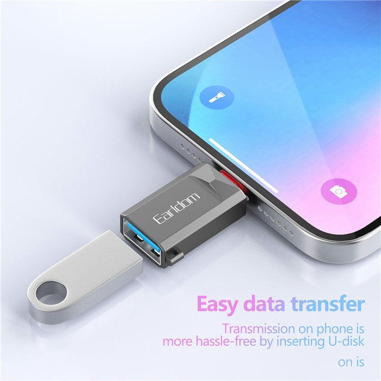 EARLDOM OT87L USB-A 3.0 Female to 8-Pin Lightning Male OTG Adapter USB Dick Converter