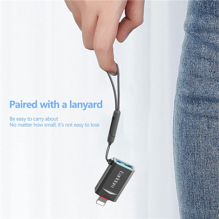 EARLDOM OT87L USB-A 3.0 Female to 8-Pin Lightning Male OTG Adapter USB Dick Converter