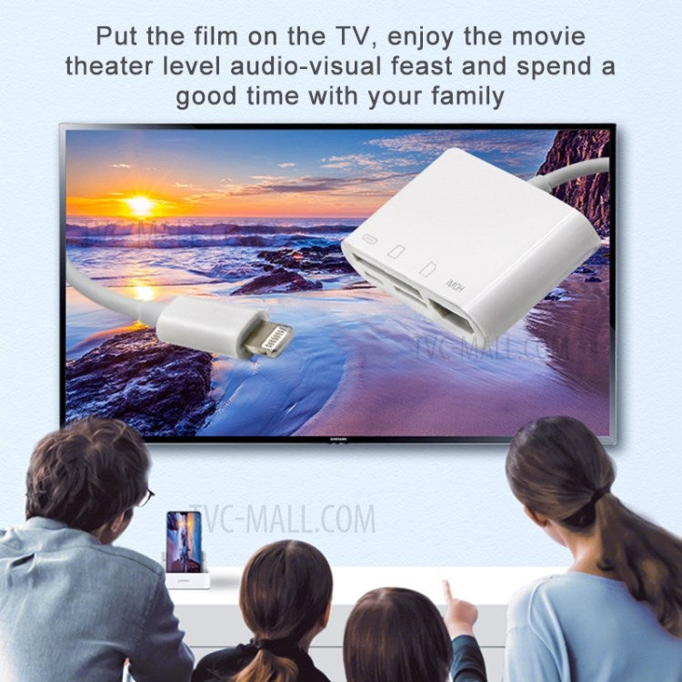 NK-103C 4 in 1 Hub 8 Pin Lightning to HDMI Type C Adapter with SD TF Card Reader