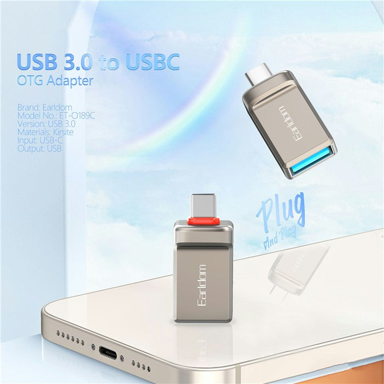 EARLDOM OT89C Type-C OTG Adapter USB-A 3.0 Female to USB-C Male Converter