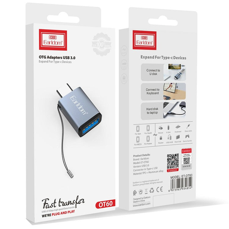 EARLDOM OT60 Type-C to USB 3.0 Adapter OTG Converter for Phone, USB Flash Drive