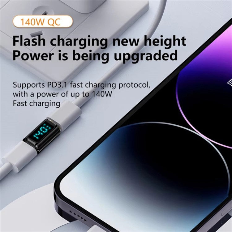 Type-C Male to Male 40Gbps PD 140W Digital Display Charging Data Transmission Adapter - Black