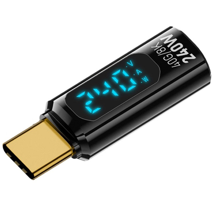 Type-C Male to Type-C Female 240W Digital Display Charging Data Video Transmission Adapter