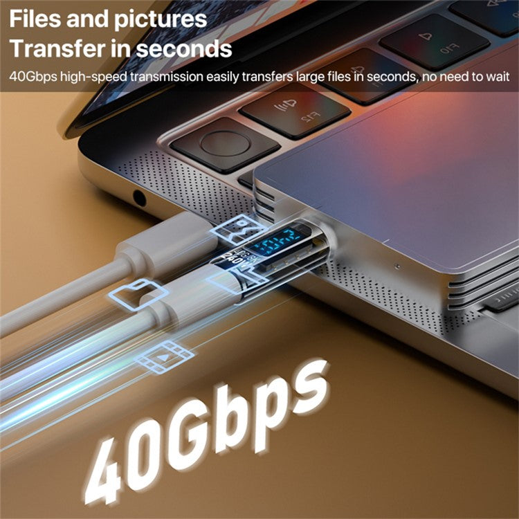 Type-C Male to Type-C Female 240W Digital Display Charging Data Video Transmission Adapter