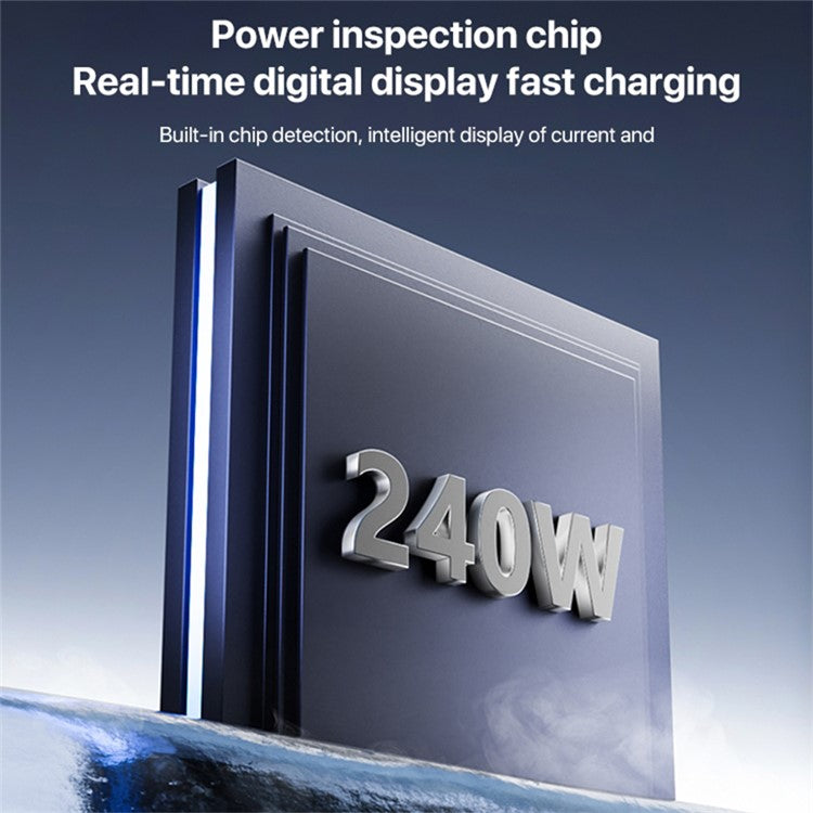 Type-C Male to Type-C Female 240W Digital Display Charging Data Video Transmission Adapter