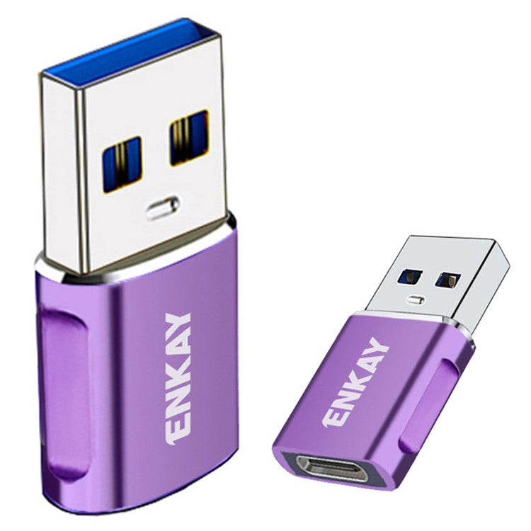 ENKAY HAT PRINCE ENK-AT119 USB 3.0 Male Adapter to Type-C Female Fast Data Transfer Converter - Purple