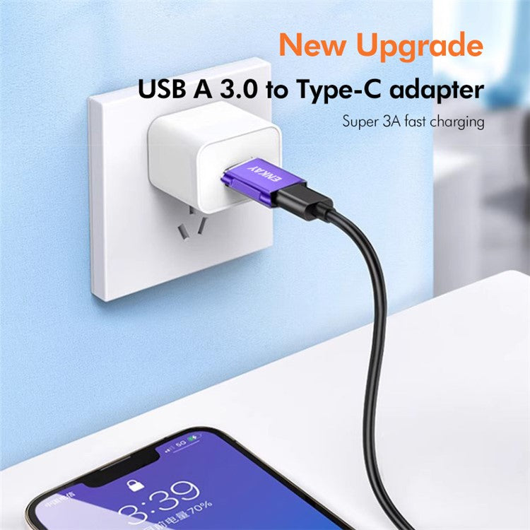 ENKAY HAT PRINCE ENK-AT119 USB 3.0 Male Adapter to Type-C Female Fast Data Transfer Converter - Purple