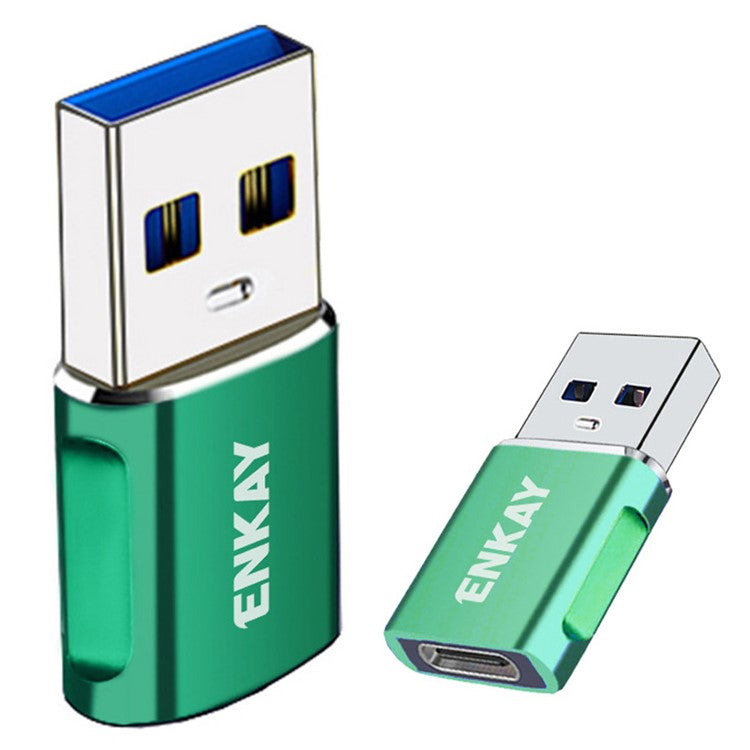 ENKAY HAT PRINCE ENK-AT119 USB 3.0 Male Adapter to Type-C Female Fast Data Transfer Converter - Green