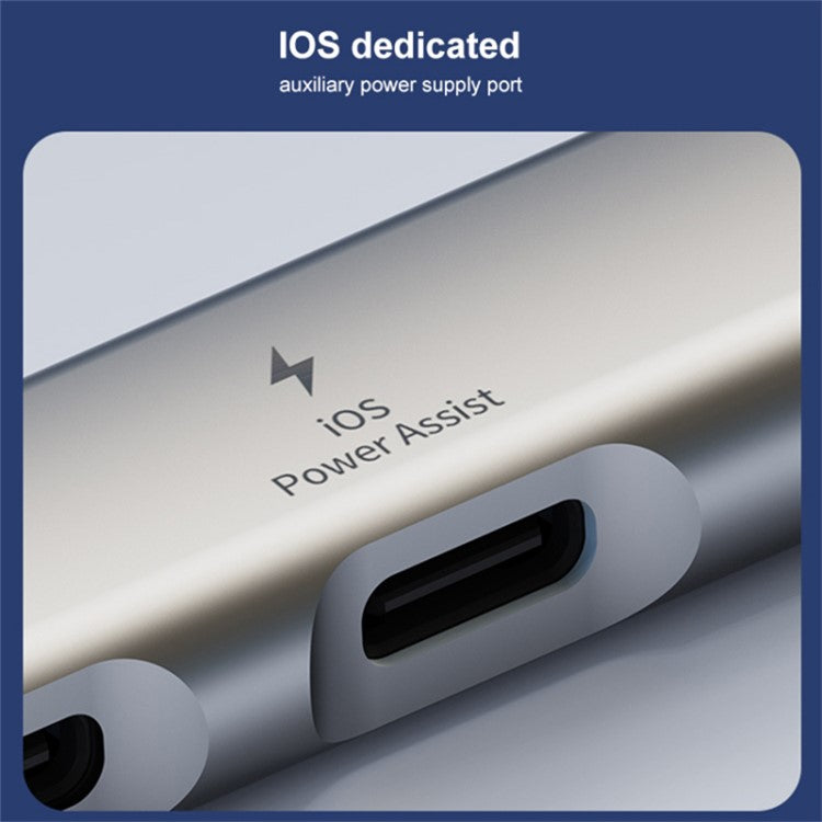 Type-C / USB-A 5-in-1 USB Hub Type-C Charging + Type-C Data + 2xUSB + 3.5mm Headset Jack Adapter - Grey