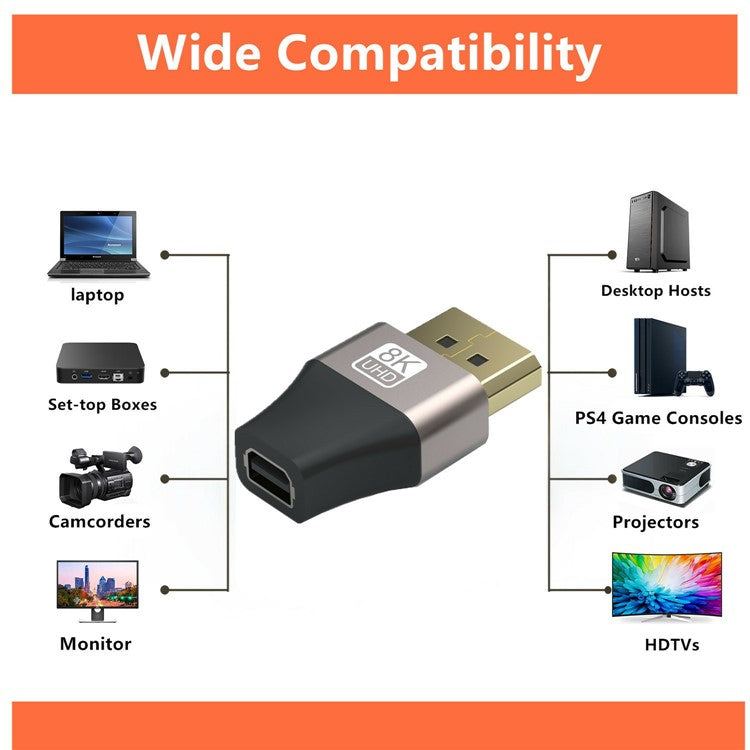 Compatible with Thunderbolt 2 8K / 60Hz Mini DisplayPort Female to DP Male Converter Mini Adapter