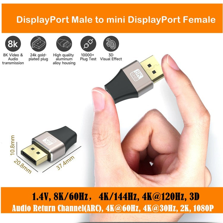 Compatible with Thunderbolt 2 8K / 60Hz Mini DisplayPort Female to DP Male Converter Mini Adapter
