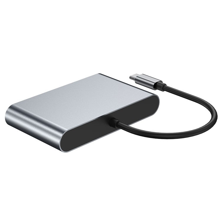 2322 Aluminum Shell Type-C Hub with RJ45 + 4K / 30HZ HD + USB 3.0 + PD 100W Charging Port