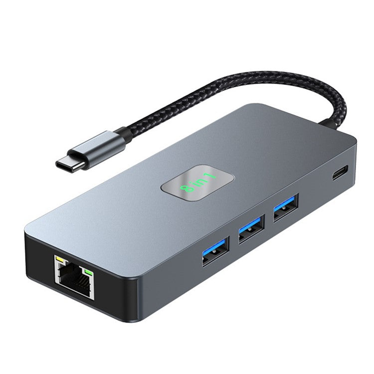2401 8-in-1 Type-C Hub Docking Station with Gigabit Ethernet, 3x USB 3.0, 2x HD, DP, PD 100W Port