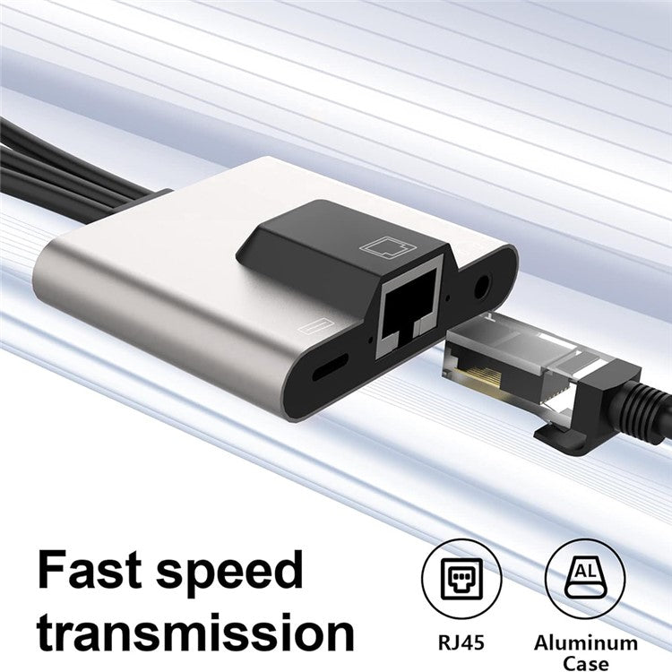 NK-1056S iP / USB-A / Type-C 3-in-1 Ethernet Adapter with 3.5mm Audio Jack for Windows / Mac OS / Phone / Pad