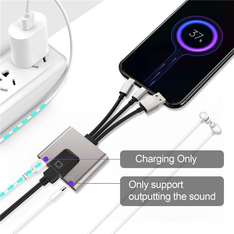NK-1056S iP / USB-A / Type-C 3-in-1 Ethernet Adapter with 3.5mm Audio Jack for Windows / Mac OS / Phone / Pad