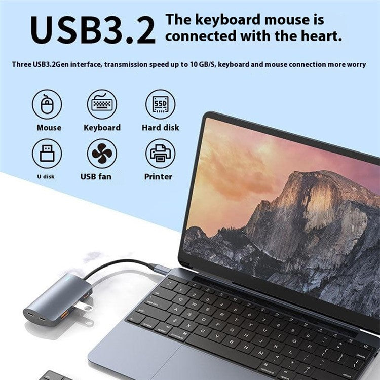 2395-2A2C32 5-in-1 10Gbps Expansion Dock Type-C to 2xUSB3.2 + 2xUSB-C + PD 100W Hub Converter