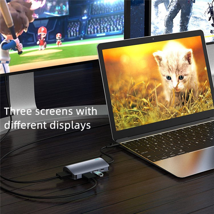 2395-07 USB-C Hub 7-Port Docking Station with 4K HD, 100W PD, USB 3.0, RJ45, SD / TF Card Reader