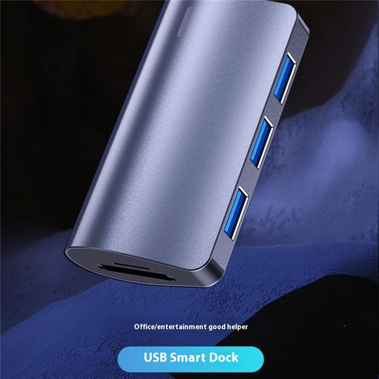 2395-05 5-in-1 USB-C Hub Aluminum Alloy Docking Station with 3 USB 3.0 + SD / TF Card Reader - Black