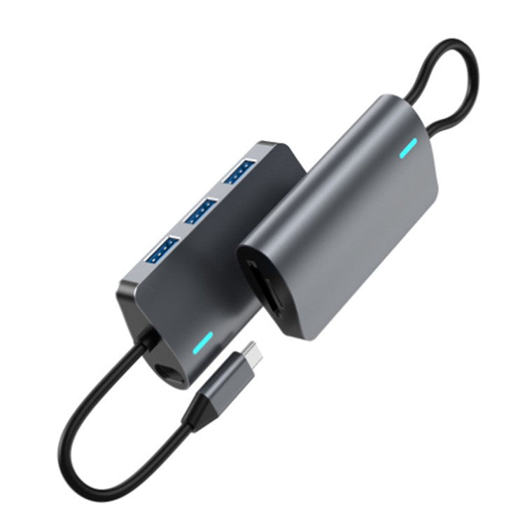 2395-05 5-in-1 USB-C Hub Aluminum Alloy Docking Station with 3 USB 3.0 + SD / TF Card Reader - Black