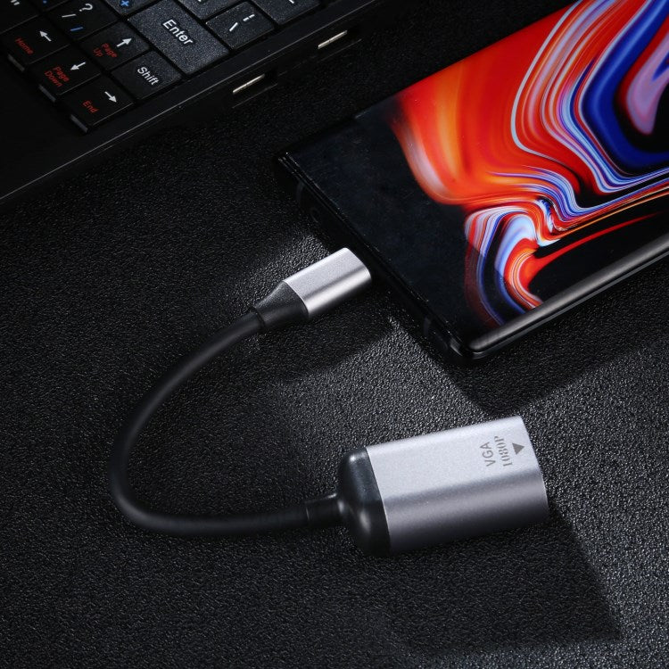 Type C Male to 1080P VGA Female Adapter Converter Cable for MacBook Pro/Air iPad Pro Surface Book 2