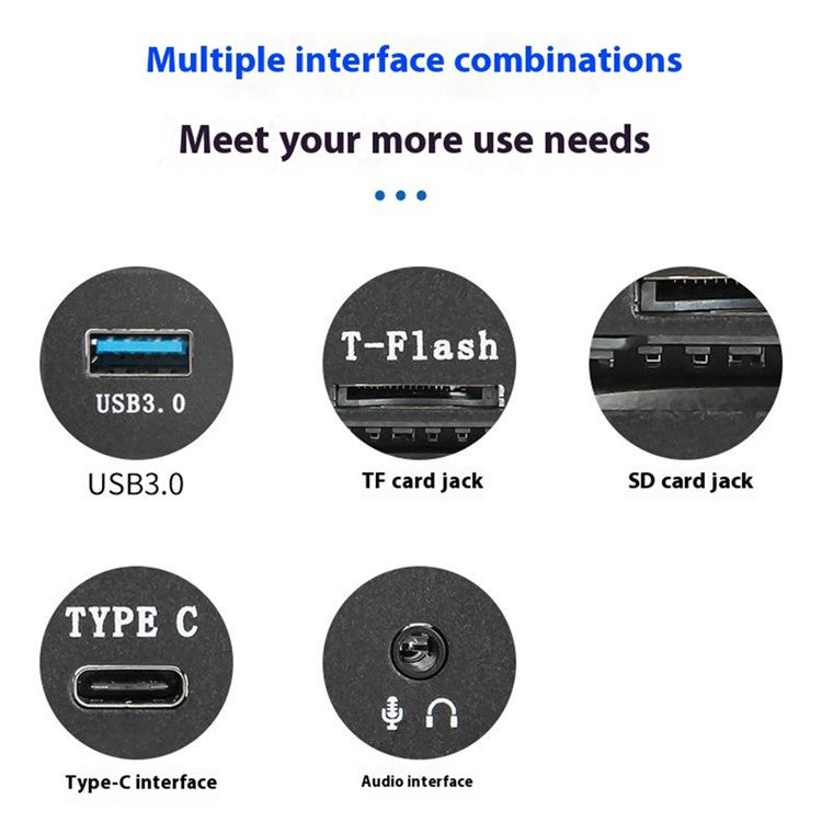 Y29 3.5-inch Front Bay Expansion Dock 2xUSB3.0 + TF / SD Card Slot + Type-C + Audio Jack Expansion Panel