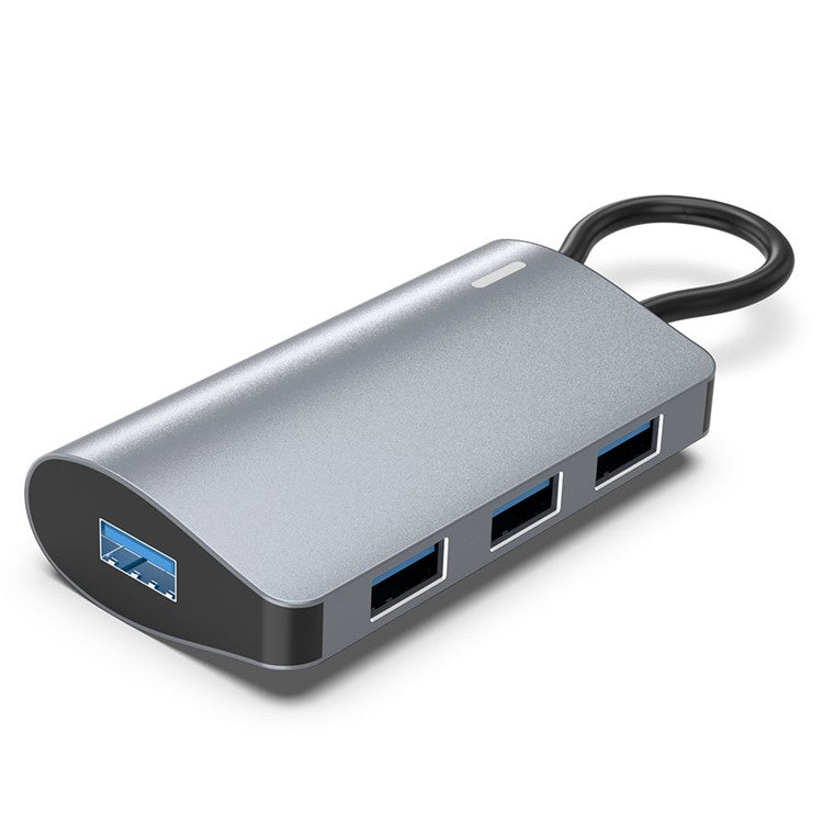 2395-0430 USB-C Hub with 4 USB 3.0 Ports 5Gbps Data Transfer Aluminum Alloy Docking Station - Grey