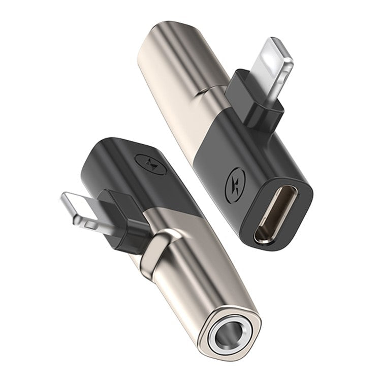 DAC Chip 8-Pin to 3.5mm Audio + Type-C Charging Port Adapter for iPhone - Gold