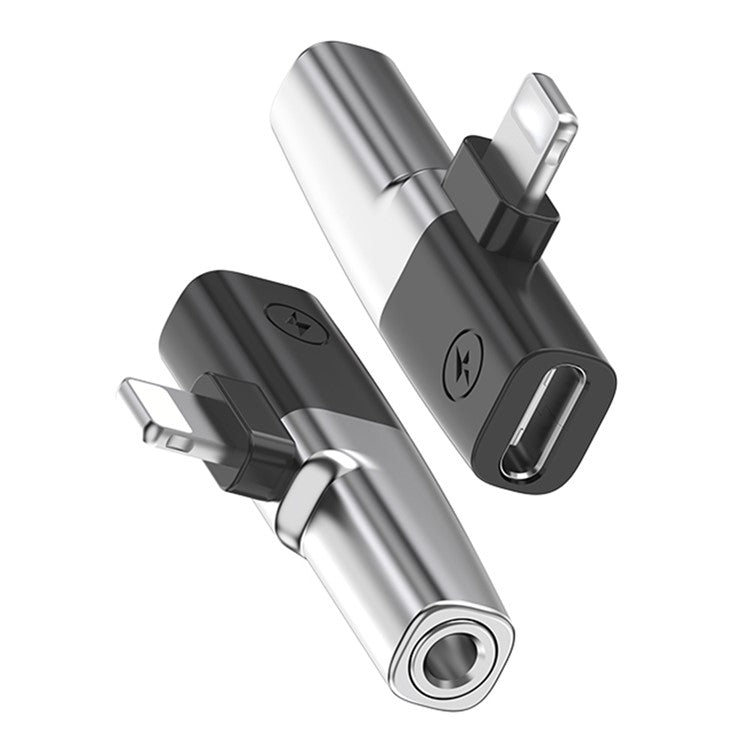 DAC Chip 8-Pin to 3.5mm Audio + Type-C Charging Port Adapter for iPhone - Silver