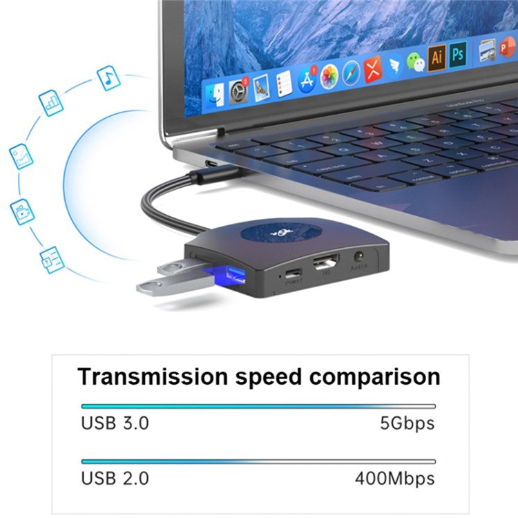 YCE-Z70A Type-C to USB3.0 3.5mm PD 3.0 Charging Hub HD Video Capture Card SD TF Card Reader