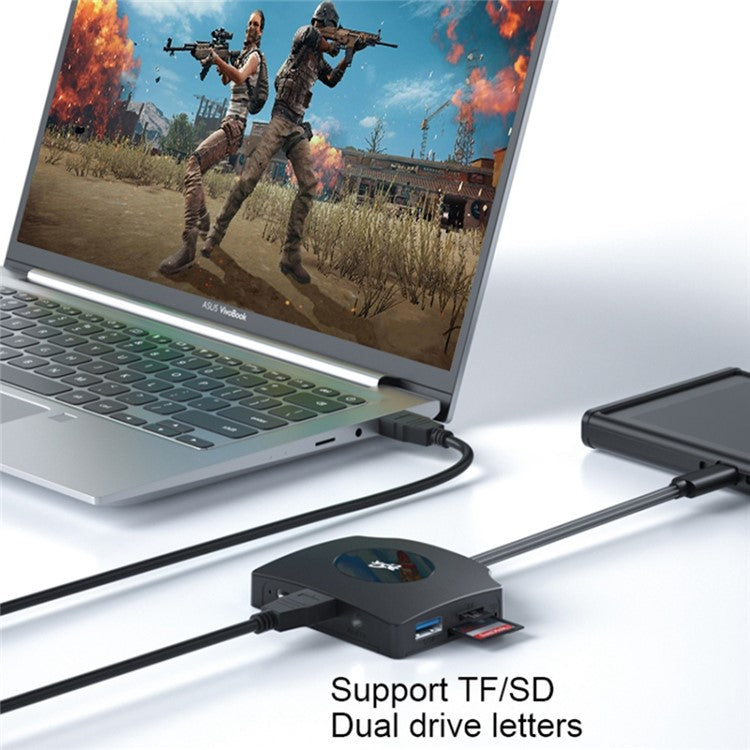 YCE-Z70A Type-C to USB3.0 3.5mm PD 3.0 Charging Hub HD Video Capture Card SD TF Card Reader