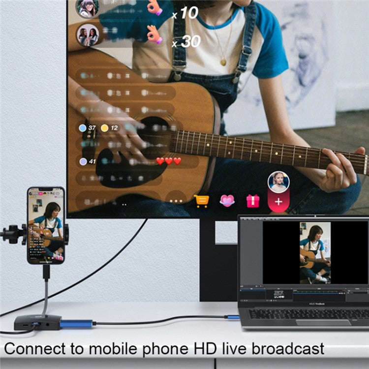 YCE-Z70A Type-C to USB3.0 3.5mm PD 3.0 Charging Hub HD Video Capture Card SD TF Card Reader