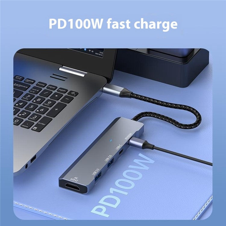 ADS-336 5 In 1 USB C Hub PD 100W Fast Charging 4K 60Hz HD Data Transfer Adapter