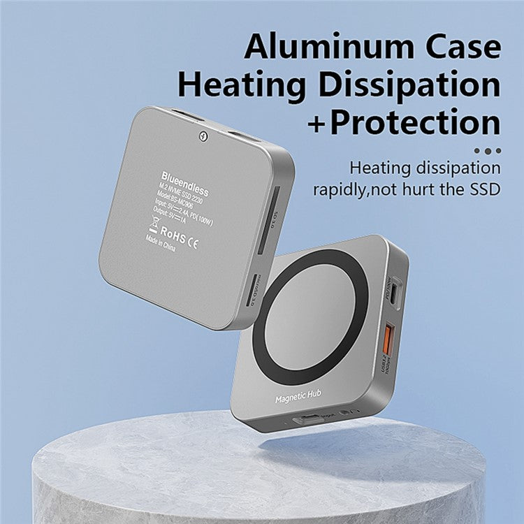 MC906 2230 M.2 Nvme SSD Enclosure Magnetic USB C Hub with HD Port SD / TF Card Slot