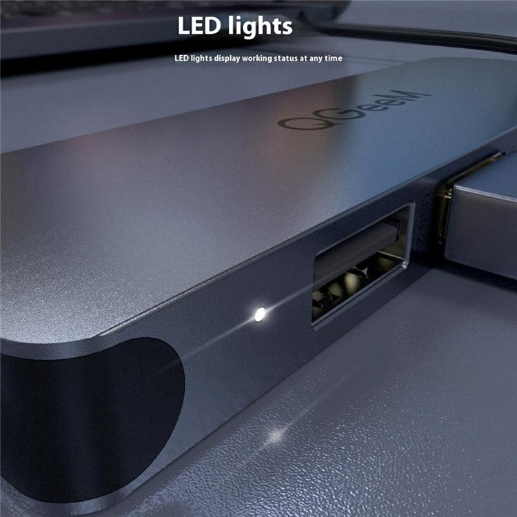 QGEEM UH05 5 In 1 USB C Hub with USB 3.0 USB 2.0 HD Port SD TF Card Reader Expansion Dock