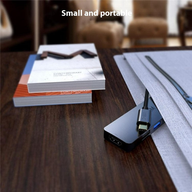 QGEEM UH05 5 In 1 USB C Hub with USB 3.0 USB 2.0 HD Port SD TF Card Reader Expansion Dock