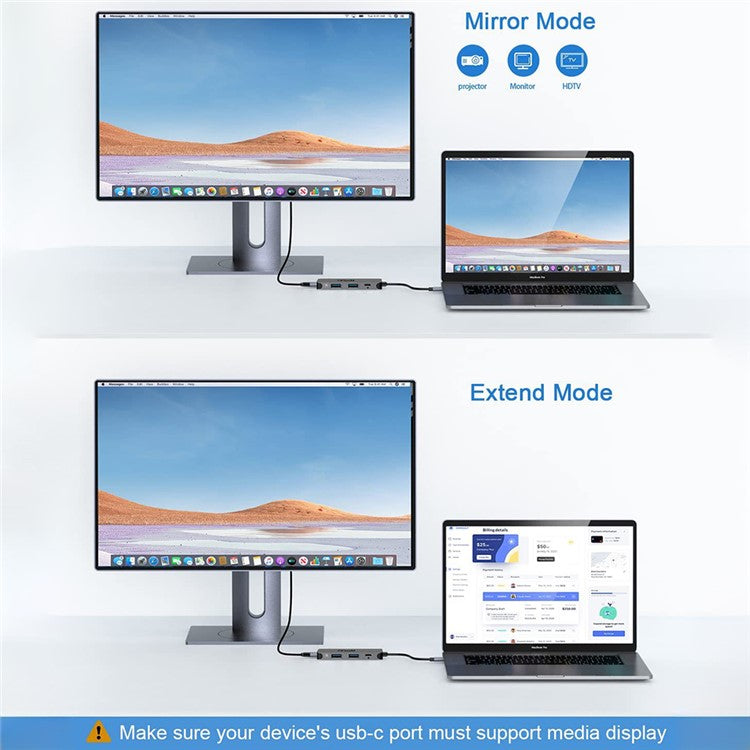 QGEEM UH04-1 4 In 1 Type C Hub USB 3.0 Docking Station with 4K HD PD 100W Charging Port