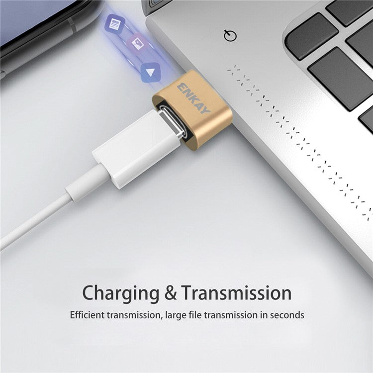 ENKAY HAT PRINCE ENK-AT105 USB Male to Type-C Female Adapter Connector Support Fast Charge Data Transfer - Rose Gold