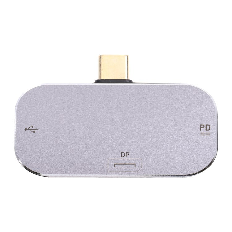 3-in-1 Type-C Male to Dual Type-C+DP Female Converter Fast Charging Data Transmission Adapter